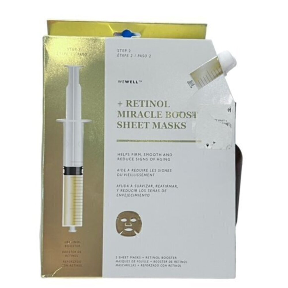 Wewell + Retinol Miracle Booster 2 Sheet Masks NIB Beauty Face Masks Youthful